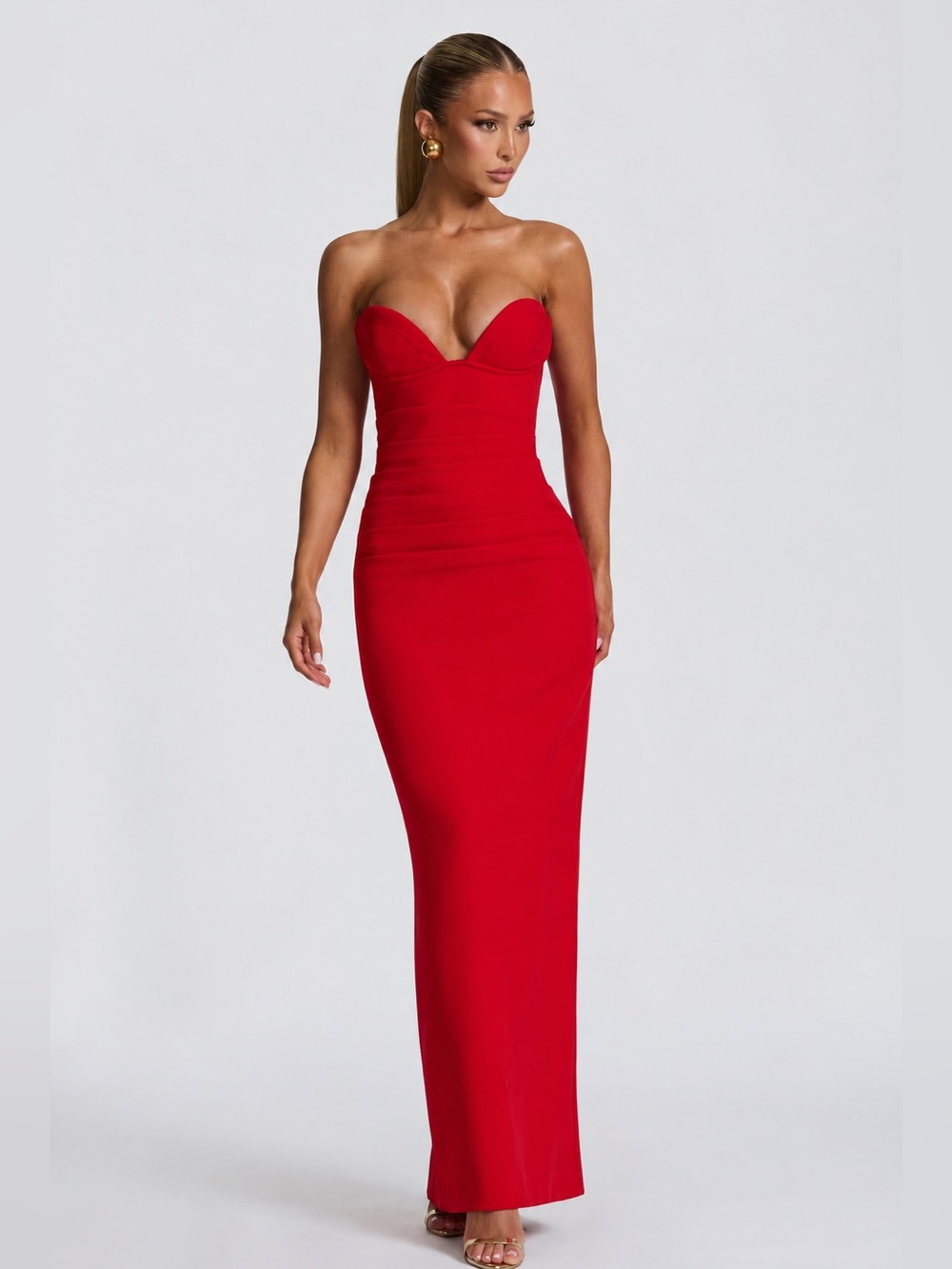 New BABYBOO SZ LG LINDSEY MAXI DRESS - RED